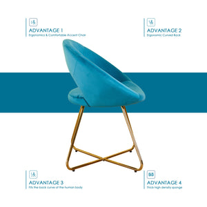 English Elm Modern Velvet Accent Chair Set of 2 — Ergonomic Upholstered Dining & Lounge Chairs with Gold Legs Light Blue B205P205650