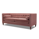 English Elm Jack 84" Modern Tuxedo Tufted Sofa, Ash Rose Pink Velvet