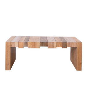 English Elm 48.2" Rustic Modern Coffee Table 48.2” Centerpiece with Wood-Grain Finish, Block Legs, Durable Manufactured Wood Elegance W2729P309445