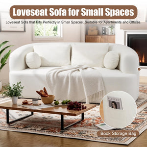 English Elm Loveseat Chenille Upholstered Sofa Compact Foam Seating for Small Apartments and Dens Beige W5385P454888