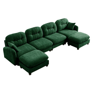 English Elm Modular U-Shaped Sectional Couch With Ottoman, Soft Chenille, Ergonomic Comfort For Any Space W714S01403