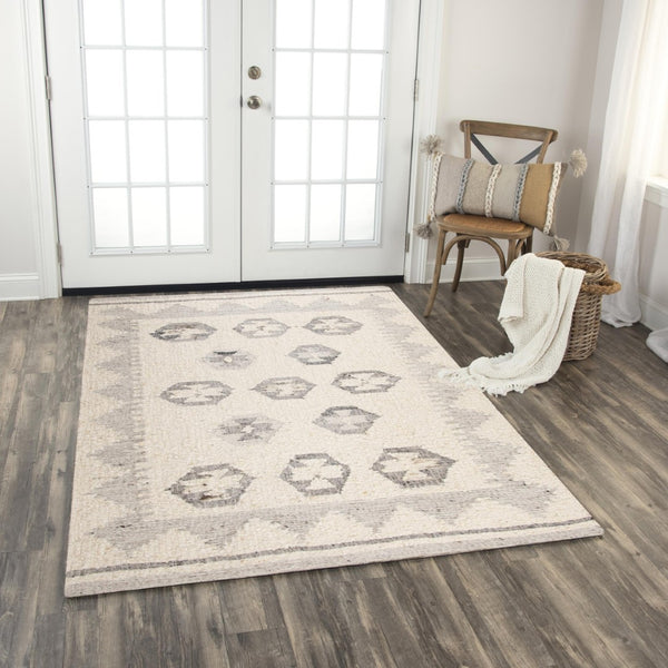 Alora Decor Taos Hand-Woven Dhurrie Rug In Silver Ivory — 90% Hand-Spun Wool 10% Cotton, Transitional Chic 9' x 12' 02802810179370912