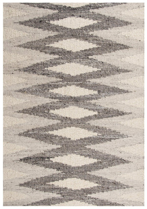 Alora Decor Taos Hand‑Woven Gray Dhurrie Rug — Hand‑Spun Wool/Cotton Blend, Serged Edges, Neutral Chic 5' x 7'6" 02802810279330576