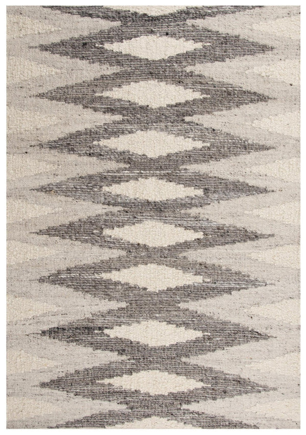 Alora Decor Taos Hand‑Woven Gray Dhurrie Rug — Hand‑Spun Wool/Cotton Blend, Serged Edges, Neutral Chic 5' x 7'6" 02802810279330576