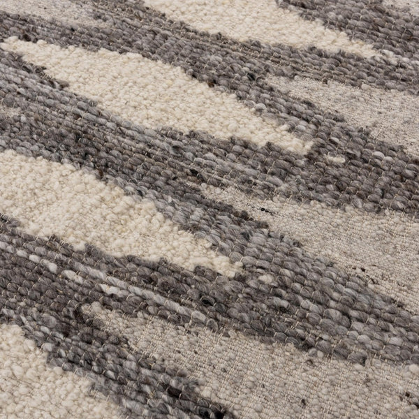 Alora Decor Taos Hand‑Woven Gray Dhurrie Rug — Hand‑Spun Wool/Cotton Blend, Serged Edges, Neutral Chic 5' x 7'6" 02802810279330576