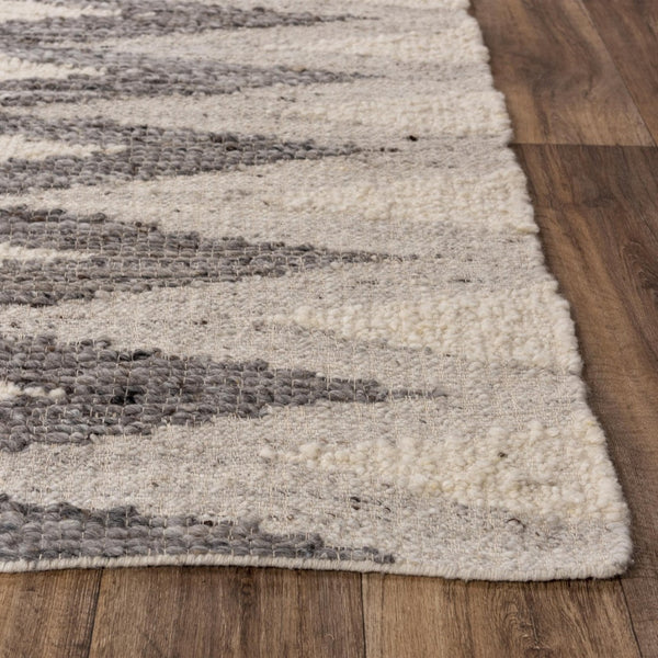 Alora Decor Taos Hand‑Woven Gray Dhurrie Rug — Hand‑Spun Wool/Cotton Blend, Serged Edges, Neutral Chic 5' x 7'6" 02802810279330576
