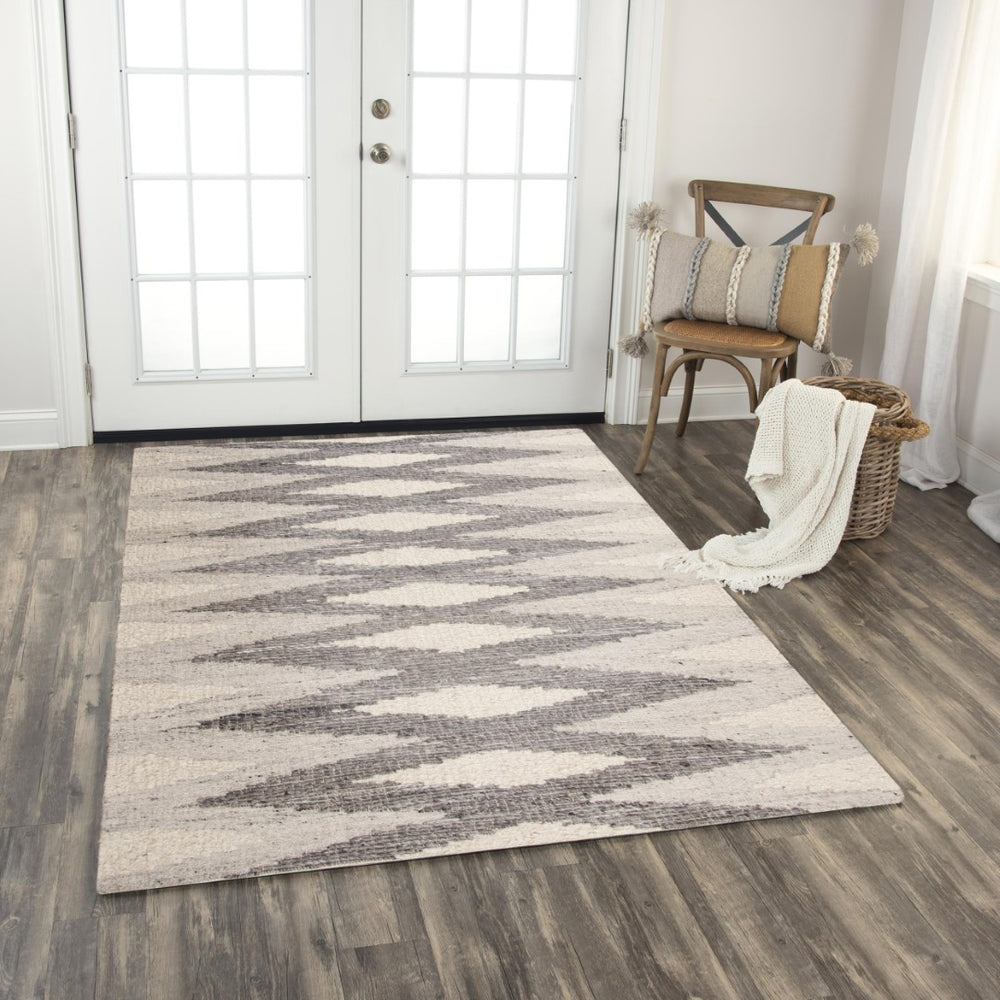 Alora Decor Taos Hand‑Woven Gray Dhurrie Rug — Hand‑Spun Wool/Cotton Blend, Serged Edges, Neutral Chic 5' x 7'6" 02802810279330576