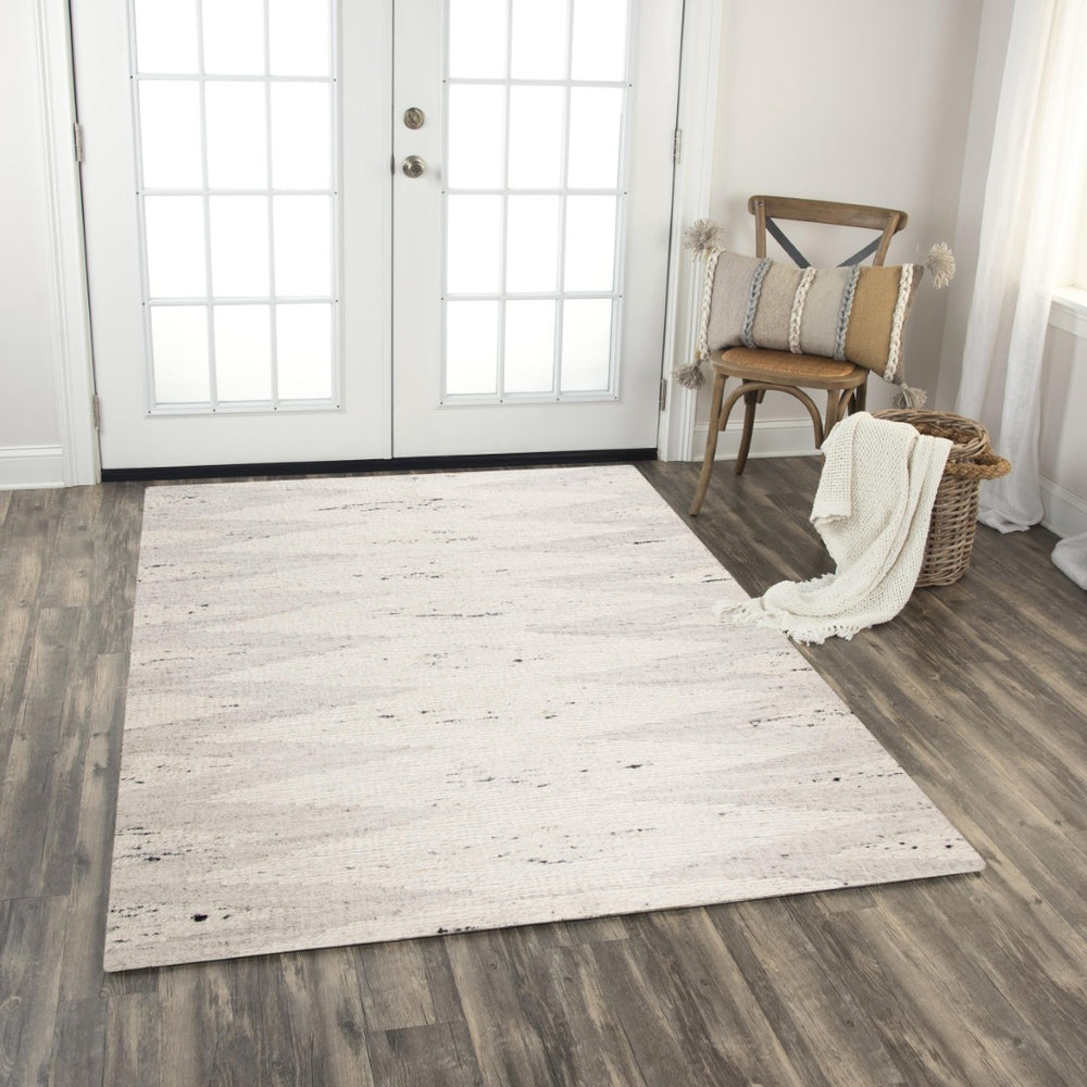 Alora Decor Taos Hand-Woven Ivory Dhurrie Rug — 90% Hand-Spun Wool, 10% Cotton, Soft Durable Transitional Texture 5' x 7'6" 02802810500370576