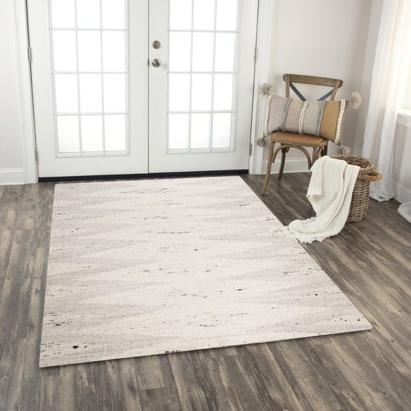 Alora Decor Taos Hand-Woven Ivory Dhurrie Rug — 90% Hand-Spun Wool, 10% Cotton, Soft Durable Transitional Texture 5' x 7'6" 02802810500370576