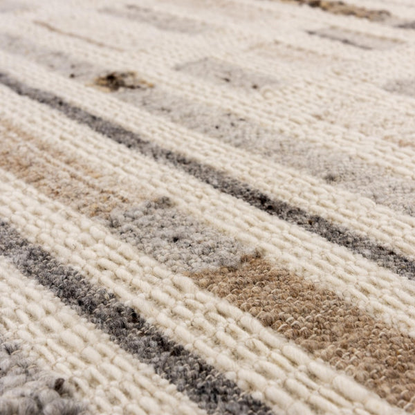 Alora Decor Taos Hand‑Woven Dhurrie Rug In Silver & Ivory — Hand‑Spun Wool Blend, Durable Soft Texture 4' x 6' 02802810679370406