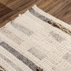Alora Decor Taos Hand‑Woven Dhurrie Rug In Silver & Ivory — Hand‑Spun Wool Blend, Durable Soft Texture 4' x 6' 02802810679370406