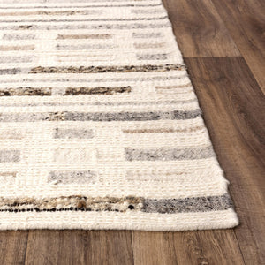 Alora Decor Taos Hand‑Woven Dhurrie Rug In Silver & Ivory — Hand‑Spun Wool Blend, Durable Soft Texture 4' x 6' 02802810679370406