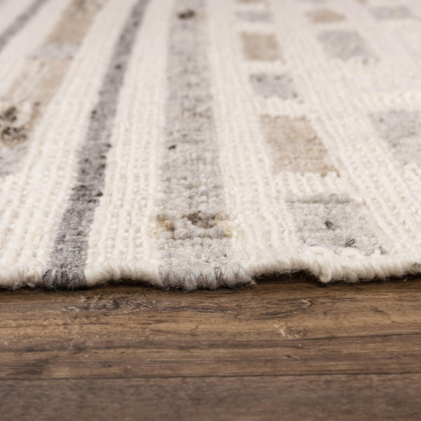 Alora Decor Taos Hand‑Woven Gray Dhurrie Runner Rug — Hand‑Spun Wool & Cotton, Transitional Silver Ivory Elegance 2'6" x 8' 02802810679372608