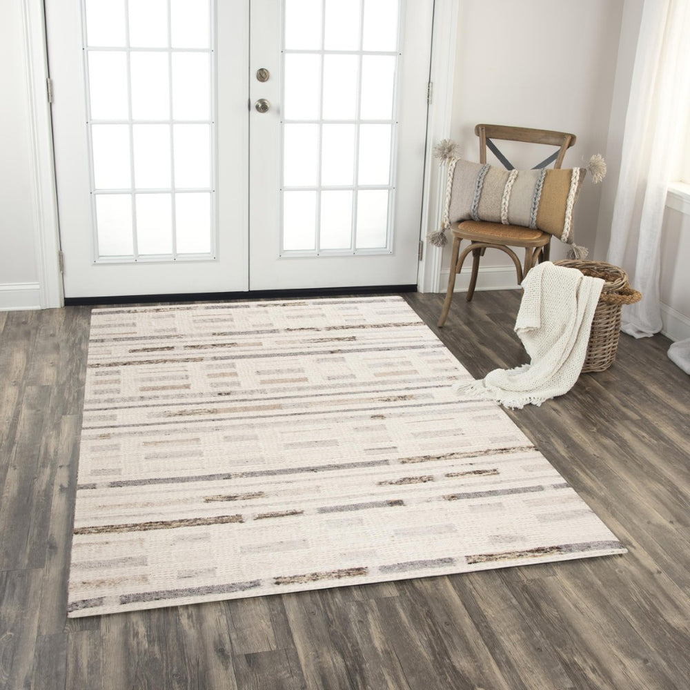 Alora Decor Taos Hand‑Woven Dhurrie Rug In Silver & Ivory — Hand‑Spun Wool Blend, Durable Soft Texture 4' x 6' 02802810679370406