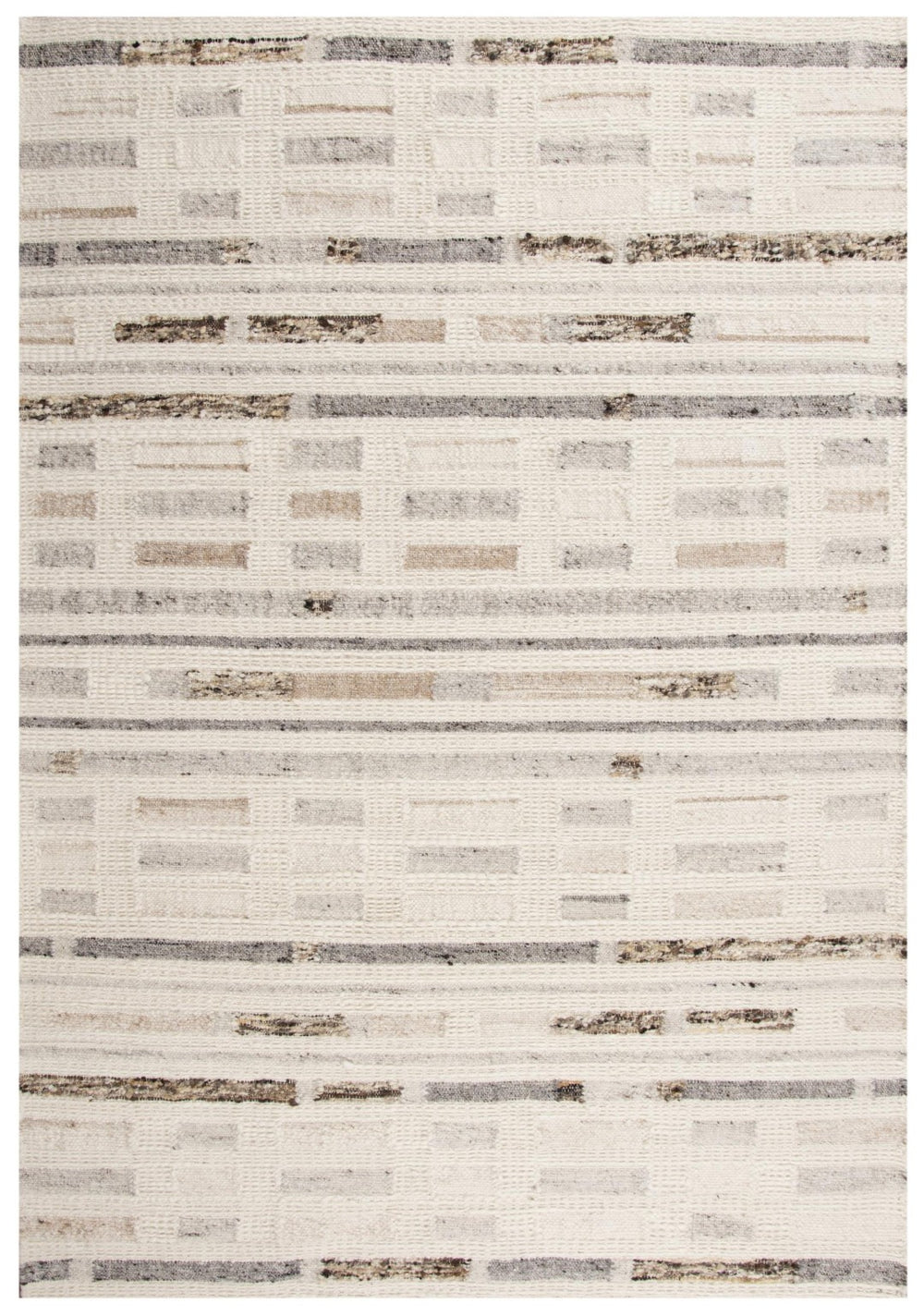 Alora Decor Taos Hand‑Woven Dhurrie Rug In Silver & Ivory — Hand‑Spun Wool Blend, Durable Soft Texture 4' x 6' 02802810679370406