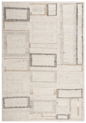 Alora Decor Taos Hand-Woven Dhurrie Rug In Ivory Beige Gray — Hand-Spun Wool/Cotton, Timeless Transitional Texture 5' x 7'6" 02802810737540576