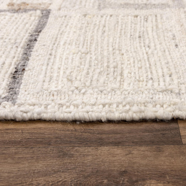 Alora Decor Taos Hand-Woven Dhurrie Rug In Ivory Beige Gray — Hand-Spun Wool/Cotton, Timeless Transitional Texture 5' x 7'6" 02802810737540576