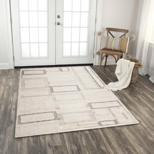 Alora Decor Taos Hand-Woven Dhurrie Rug In Ivory Beige Gray — Hand-Spun Wool/Cotton, Timeless Transitional Texture 5' x 7'6" 02802810737540576