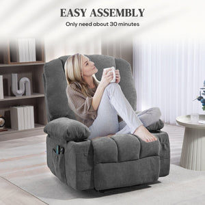 English Elm HOMCOM Power Lift Recliner Chair with Heat & 8-Mode Vibration Massage, Remote, Cup Holders Charcoal grey W2225P200400