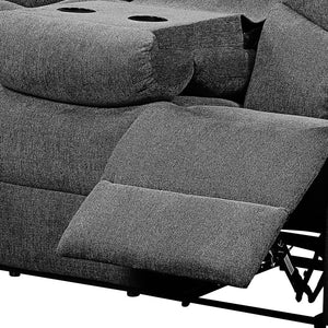 English Elm Kalen Gray Chenille Motion Sofa with Drop-Down Table, Cup Holders, Pillow-Top Arms & Pocket Coil Support B2726P253087
