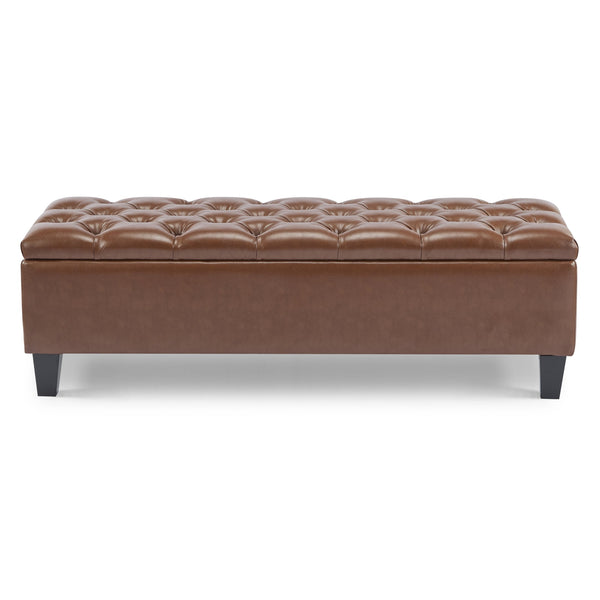 English Elm Christopher Knight Home® - Ottoman tufted storage bench with boucle cushion, diamond stitch elegance, soft-close lid, sturdy legs Brown N779P294331B