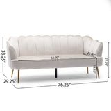 Christopher Knight Home® - Noble House - Reitz Modern Glam Velvet Channel Stitch 3 Seater Shell Sofa