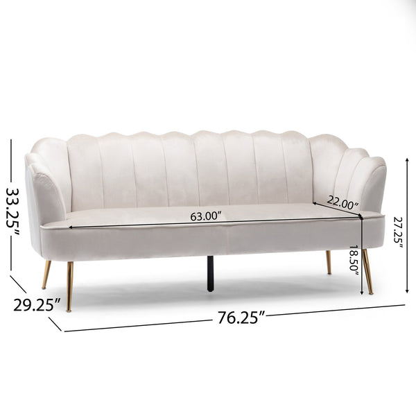 English Elm Christopher Knight Home® - 3 Seater Sofa - Modern Glam Velvet Seating With Gold Legs, Plush Comfort & Elegant Design For Living Rooms 70395.00ABGE_70395.00BBGE