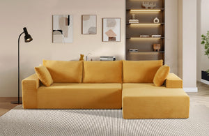 English Elm Cozyform Convertible Sectional Sofa - Soft Ginger Corduroy, Comfy Foam Couch For Living Spaces B2735P359714