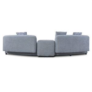 English Elm 122" Curved Sofa Off-white Fabric Four Seat Modern Living Room Couch with Damask Pillows Grey N758T030405E