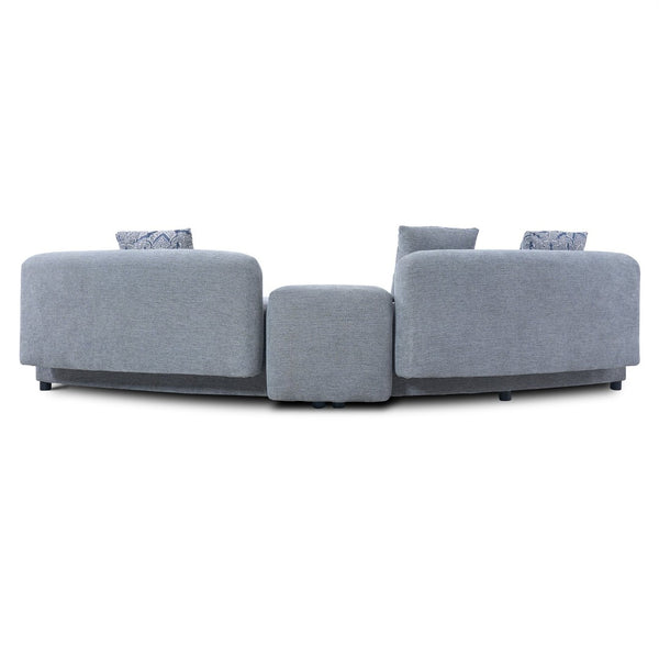 English Elm 122" Curved Sofa Off-white Fabric Four Seat Modern Living Room Couch with Damask Pillows Grey N758T030405E