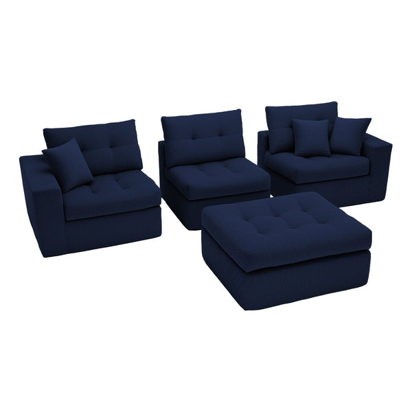 English Elm Corduroy L-shaped Sectional Sleeper Sofa No Assembly Needed for Apartments W5532S00029