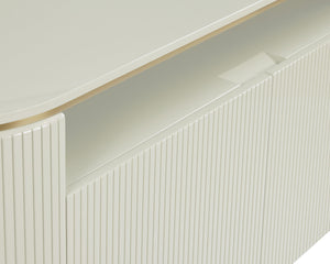 Sunpan Paloma Sideboard - Luxurious High Gloss Finish With Sculptural Design And Gold Accents For Modern Spaces Cream Wood 111908