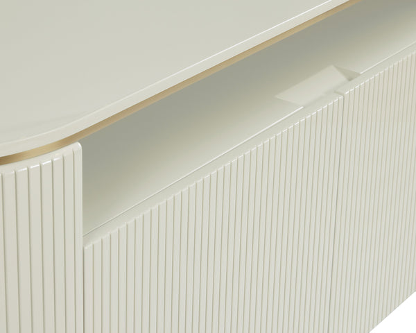 Sunpan Paloma Sideboard - Luxurious High Gloss Finish With Sculptural Design And Gold Accents For Modern Spaces Cream Wood 111908