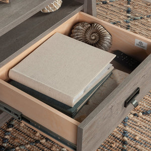 English Elm Lift-Top Coffee Table With Versatile Storage & Stylish Brown Finish For Modern Living Spaces B356P367796