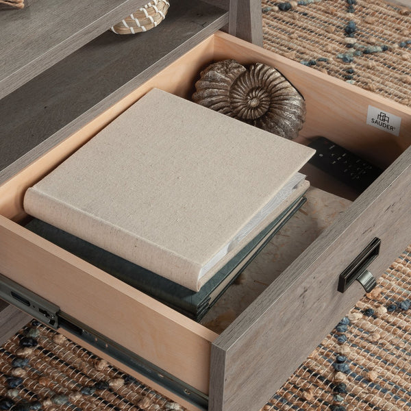 English Elm Lift-Top Coffee Table With Versatile Storage & Stylish Brown Finish For Modern Living Spaces B356P367796