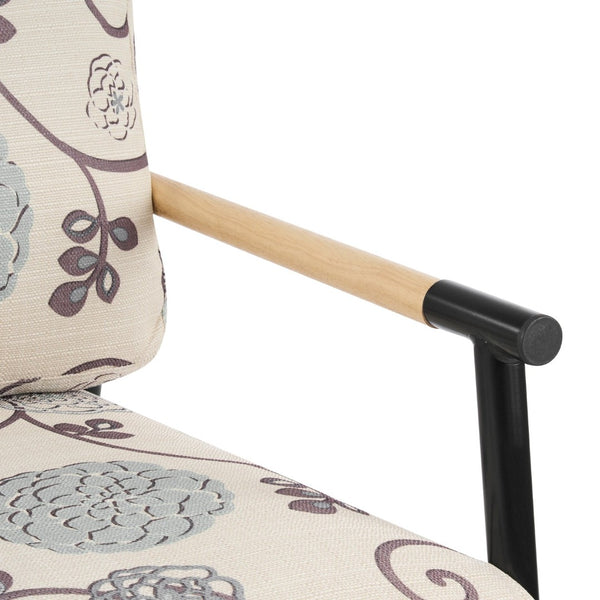 English Elm 27.56" Minimalist Accent Chair Padded Cushions Black Metal Wood Armrest Seating N767P215306W