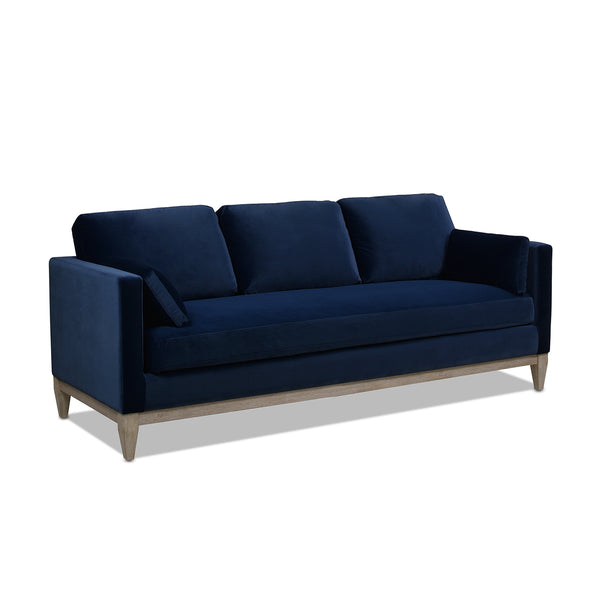 English Elm Jennifer Taylor Home - Knox 84" Modern Farmhouse Sofa In Dark Navy Velvet - Cozy, Durable, And Stylish For Any Living Space B2719P238334