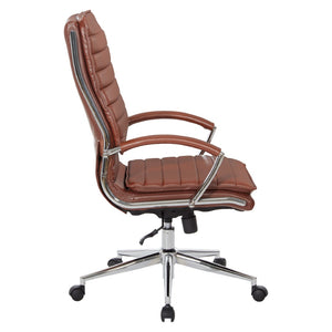 OSP Home Furnishings High Back Executive Chair with Faux Leather Lumbar Support and Chrome Arms for Office Use SPX23590C-U41