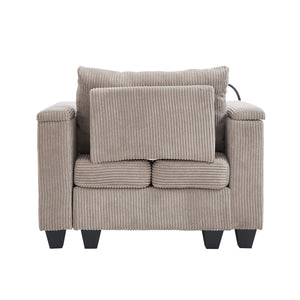 English Elm Convertible Chaise Lounge Sofa Chair & Bed - Corduroy With Usb Ports, Cup Holders & Storage Space N719S002021D