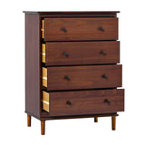 4-Drawer Solid Wood Dresser BR4DDRWT-T Walnut BR4DDRWT-T Walker Edison