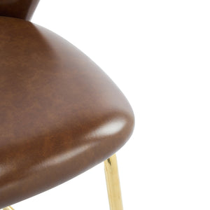 English Elm Christopher Knight Home® - Kira Upholstered Bar Stool Set of 2 — Stylish Low-Back Counter Seating with Cushioned Fabric and Metal Frame for Comfort and Stability Dark Brown,Gold N775P263305D