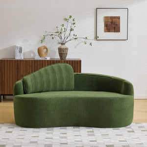English Elm Curved Two Seat Chenille Sofa Sculptural Wave Design for Studio and Small Living Rooms Green W3612P422592