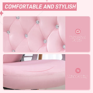 English Elm Vinsetto Plush Velvet Office Chair, Adjustable Pink Desk Chair With Swivel Wheels & Tilt Comfort Function W2225P217514-GIGA