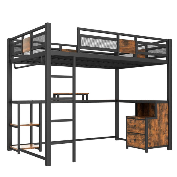 English Elm Twin House Bunk Bed with Slide Storage Stairs and Safety Rails for Kids Rooms W1580S00432