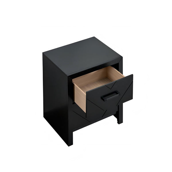 English Elm Morris 2-Drawer Nightstand with V-Shape Embossed Fronts, Dovetailed Drawers & Removable Handles Black 27.8 L x 22.13 W x 18.9 H B078P408784
