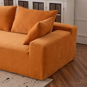 English Elm 108*68 Inch Extra-Deep Modular Sofa - Cozy Chenille Lounge For 4, No Assembly, Vibrant Orange Style W1829S00051
