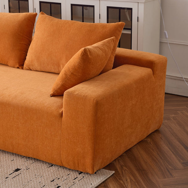 English Elm 108*68 Inch Extra-Deep Modular Sofa - Cozy Chenille Lounge For 4, No Assembly, Vibrant Orange Style W1829S00051