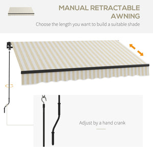 English Elm Outsunny 8' X 6.5' Retractable Patio Awning - Durable Sunshade With Manual Crank & Uv-Resistant Fabric W2225P200514-GIGA