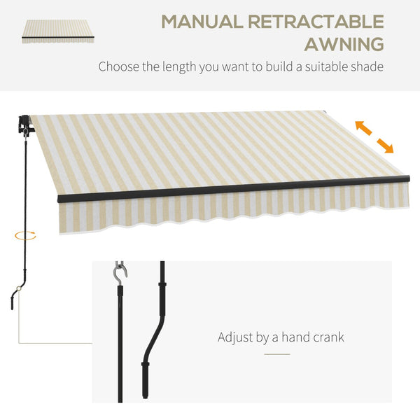 English Elm Outsunny 8' X 6.5' Retractable Patio Awning - Durable Sunshade With Manual Crank & Uv-Resistant Fabric W2225P200514-GIGA