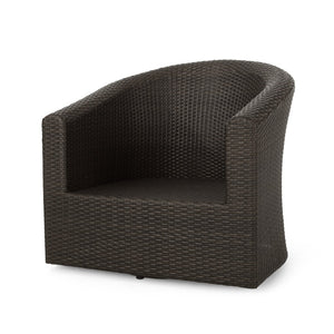 English Elm Outdoor Wicker Swivel Accent Chair with Aluminum Frame for Patio Resort Lounging N757P410822B